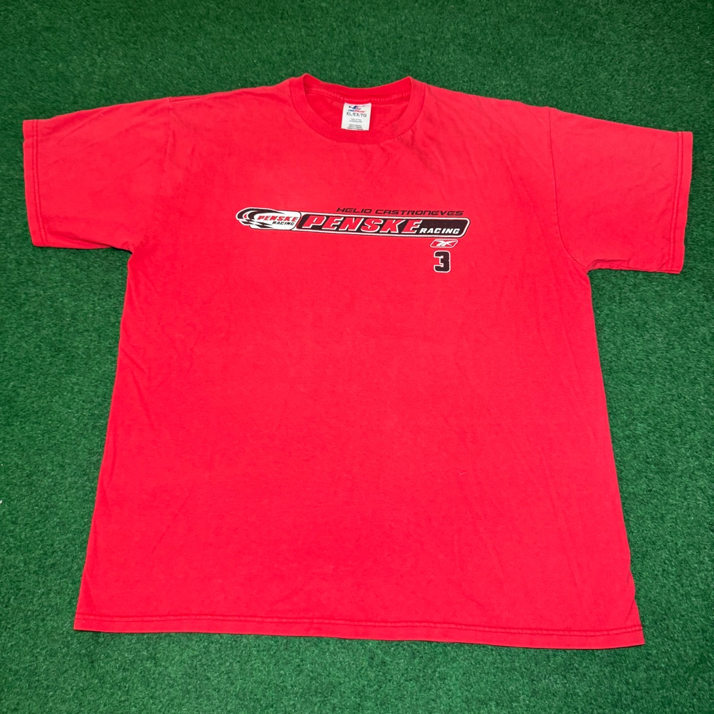 Vintage Reebok Logo Athletic Penske Racing Nascar Indy Racing Xl Red T Shirt